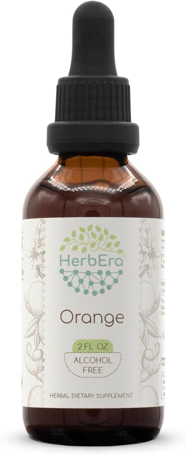 Orange B120 Alcohol-Free Herbal Extract Tincture, Concentrated Liquid Drops Natural Orange (Citrus Sinensis) Dried Peel (4 Fl Oz)