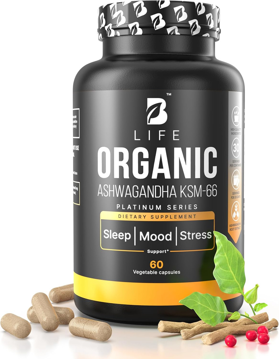 Organic Ashwagandha Supplements  Ksm-66  60 Vegan Capsules  30-Day Supply | Pure Ashwagandha For Women And Men | Plant-Based Ritual Multivitamins Alternative For Stress & Mood