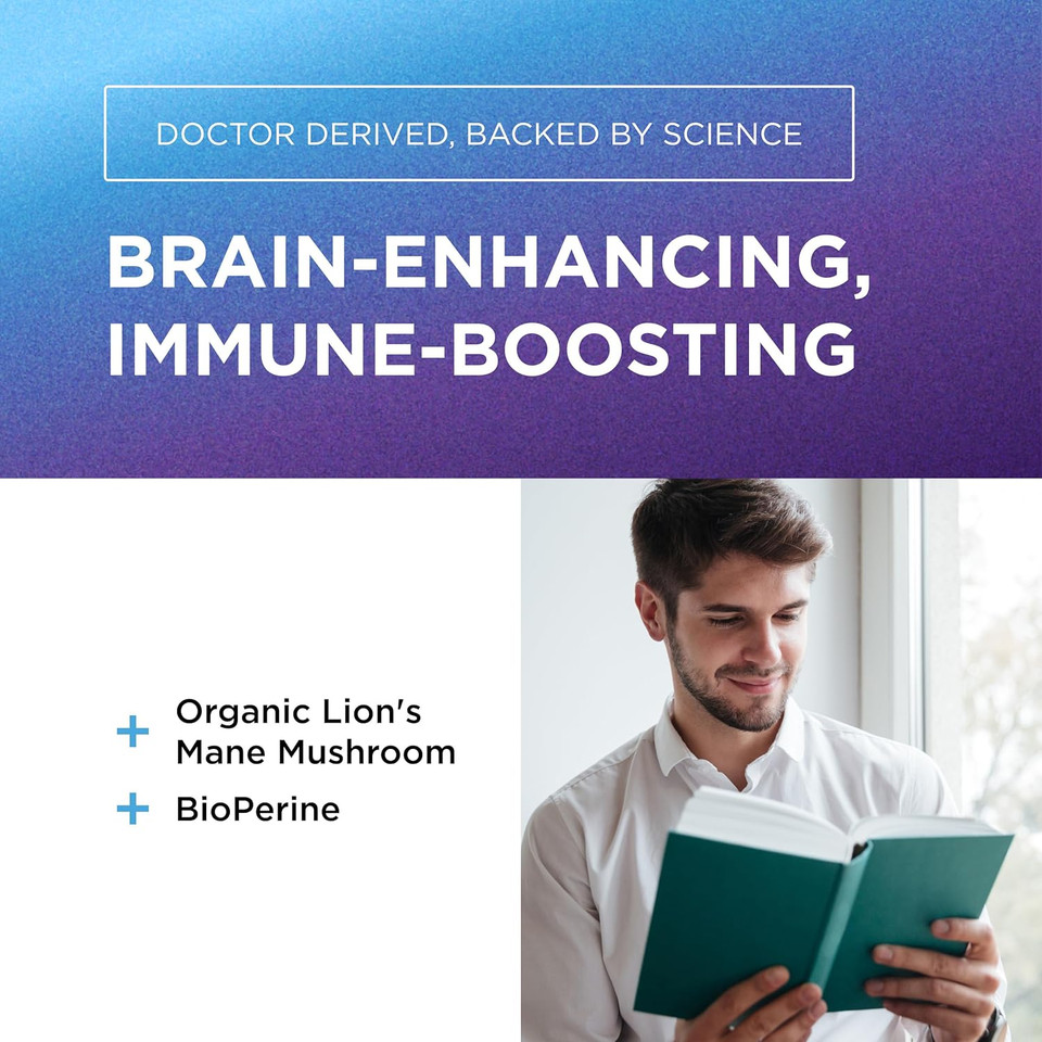 Organic Lions Mane Mushroom Supplement For Mental Clarity, Focus & Immune Support - Organic Brain Boosting Nootropic Lions Mane Mushroom Capsules With 100% Organic Lions Mane Extract, 60 Servings