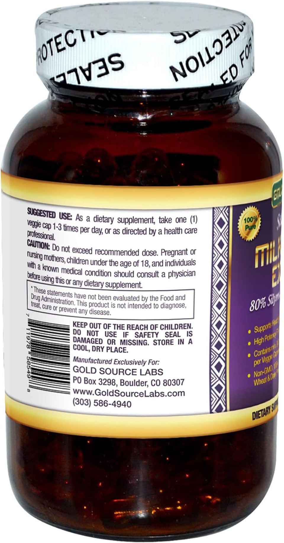 Organic Milk Thistle Capsules, 180 Caps, Pure Milk Thistle Powder Plus 80% Silymarin Extract Standardized Complex, 450 Mg, Natural Liver Health Supplement, Immune Boost, Detox And Cleanse