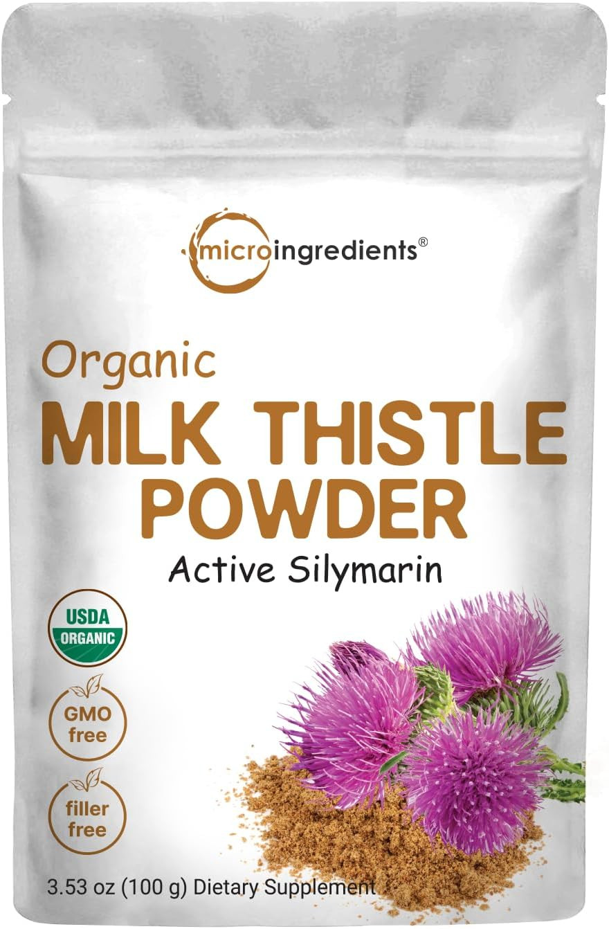 Organic Milk Thistle Powder, 3.5 Oz (400 Servings) | Herbal Liver Support Milk Thistle Supplement | Liver Detox & Antioxidant Support | Contains Active Silymarin | Non-Gmo, Vegan Friendly