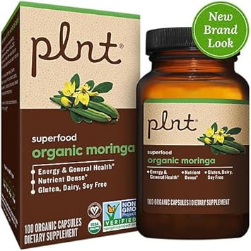 Organic Moringa A" Superfood For Energy Support A" 1,000 Mg (100 Capsules)