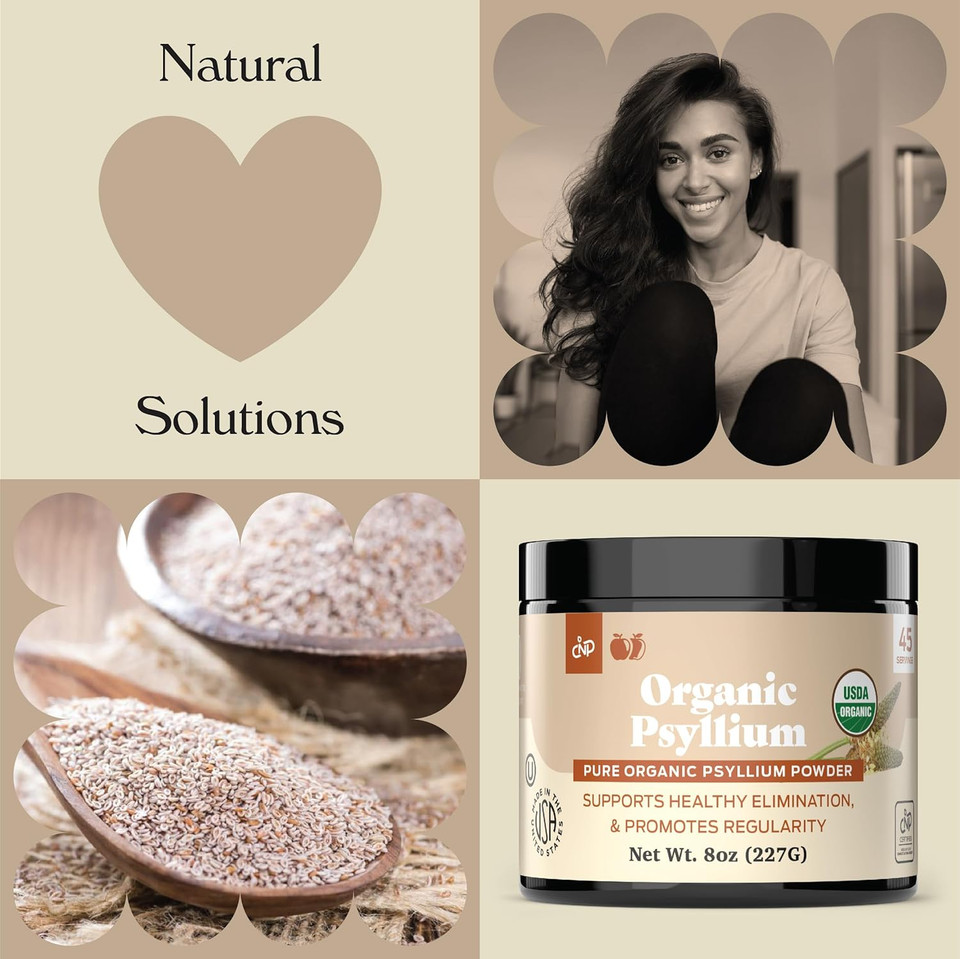 Organic Psyllium Husk Powder & Fiber Supplement Bulk - 10Oz (280G) Pure Bulk Organic Whole Unflavored Fiber & Colon Cleanse Psyllium Seed