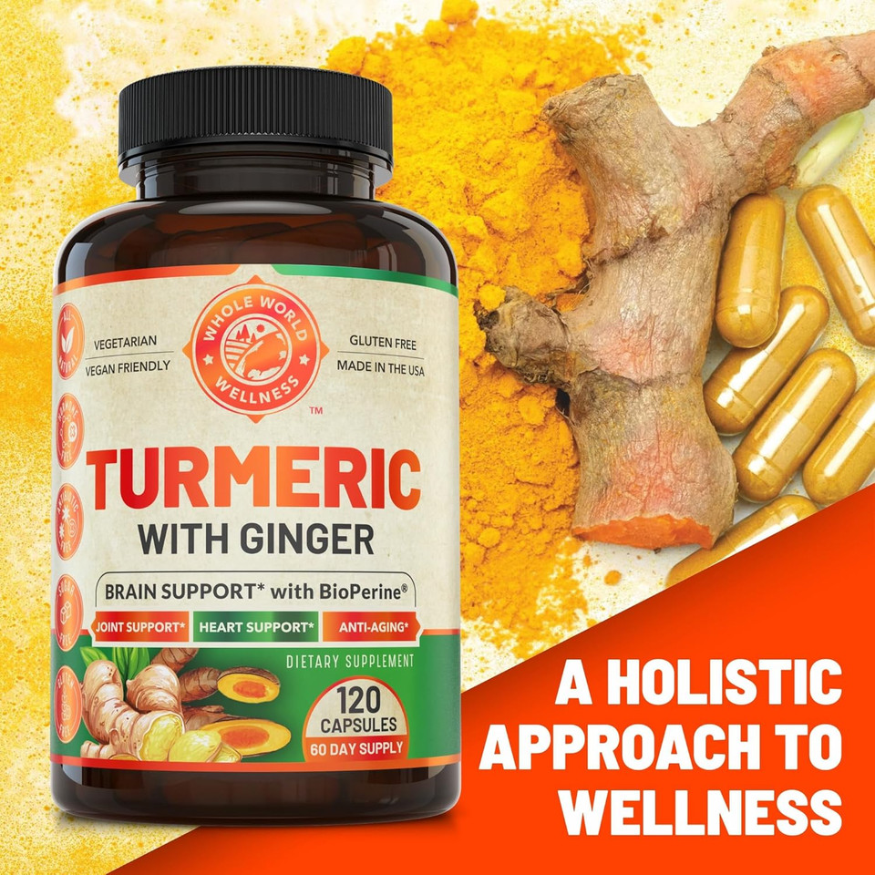 Organic Turmeric Curcumin With Ginger & Black Pepper, 2 Month Supply. Supports Heart Health, Brain Health & Joint Health. Max Absorption Turmeric Supplement. Nsf Certified, Made In Usa. 120 Capsules