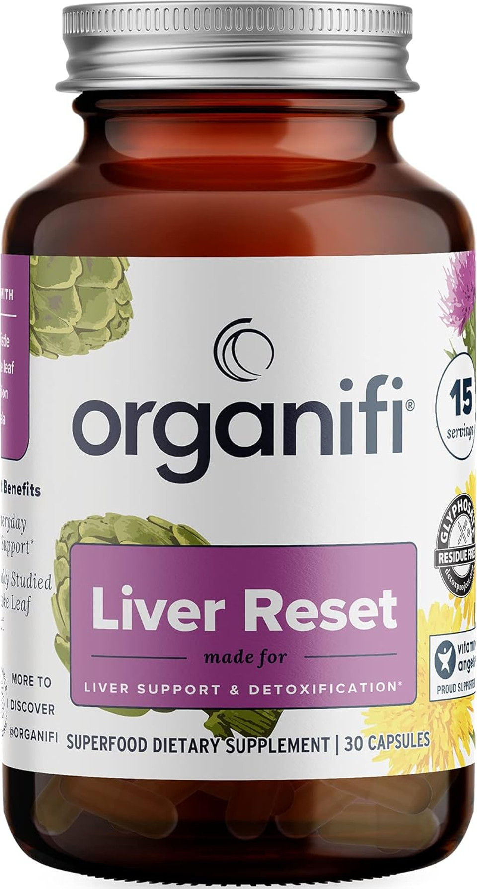 Organifi - Liver Reset - Liver Detox - Digestive And Immune Support - Promotes Cellular Energy Production, 60 Capsules