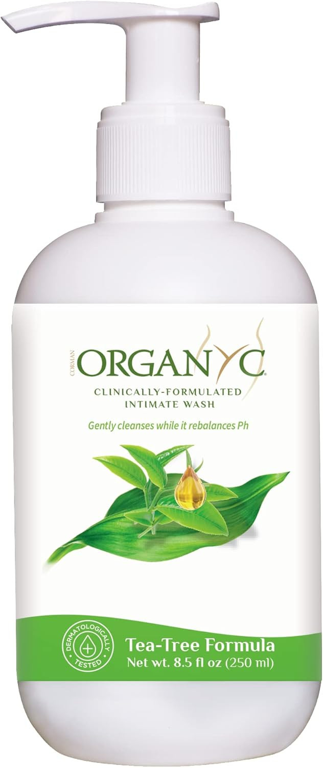 Organyc - Feminine Intimate Wash For Sensitive Skin - Free From Chlorine, Parabens, Slssles, And Synthetic Perfumes - 8.5 Fl Oz With Chamomile +Tea-Tree + Lavender