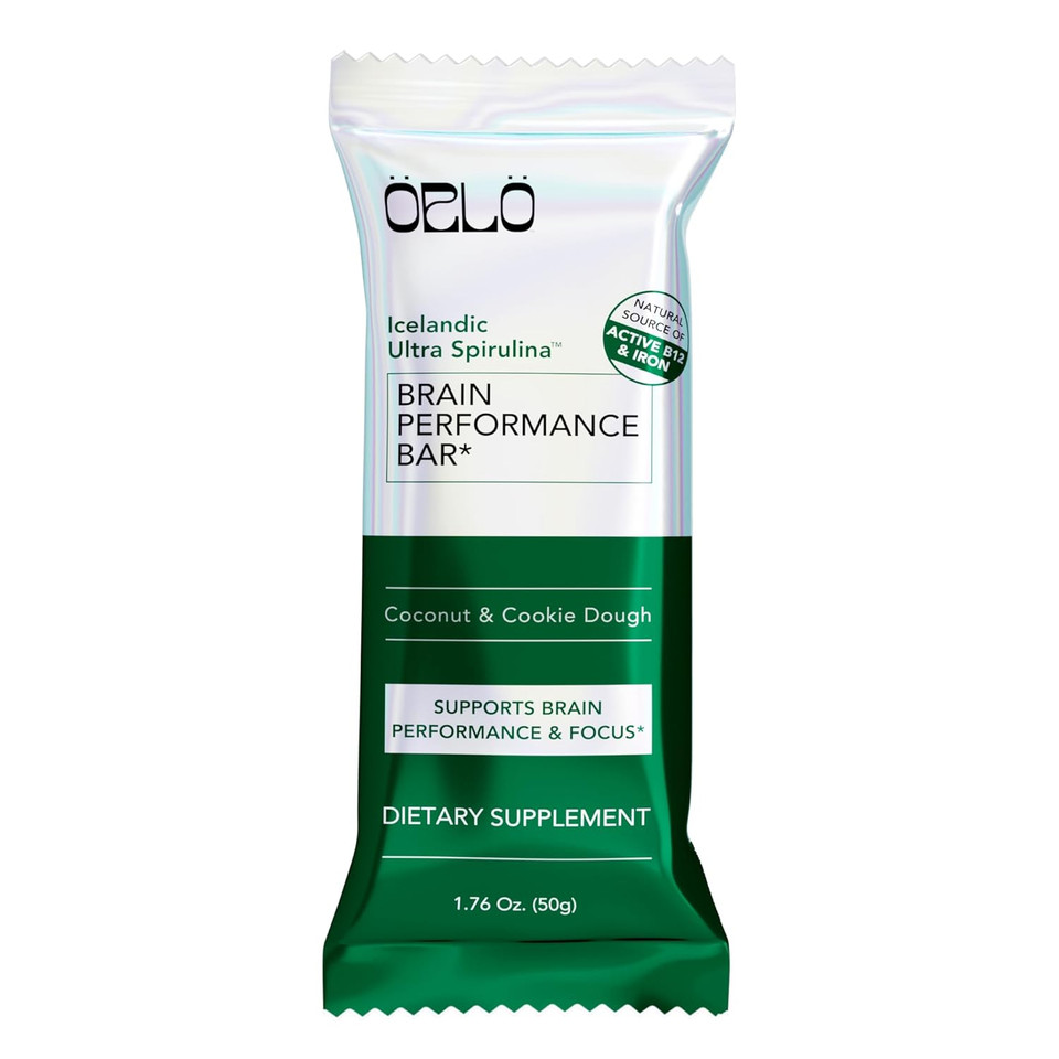 Orlo Brain Performance Bar  Vegan Protein Bars For Brain & Energy Support  Focus & Memory, Pre & Post Workout Recovery  Gluten Free Snack With L-Theanine, Lions Mane, Spirulina & More (12 Bars)