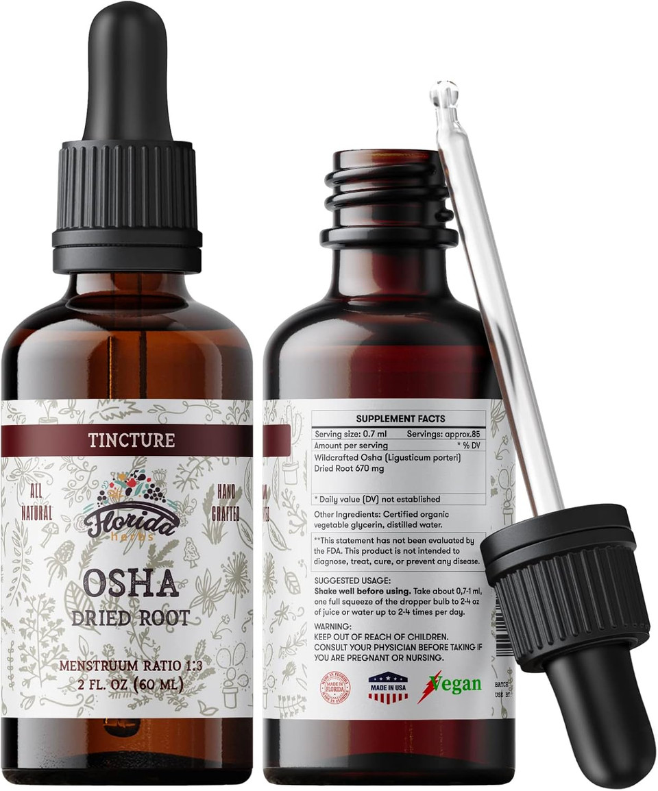 Osha Root Liquid Extract For Respiratory Support, Organic Osha Tincture Natural Lung Detox 2 Fl Oz