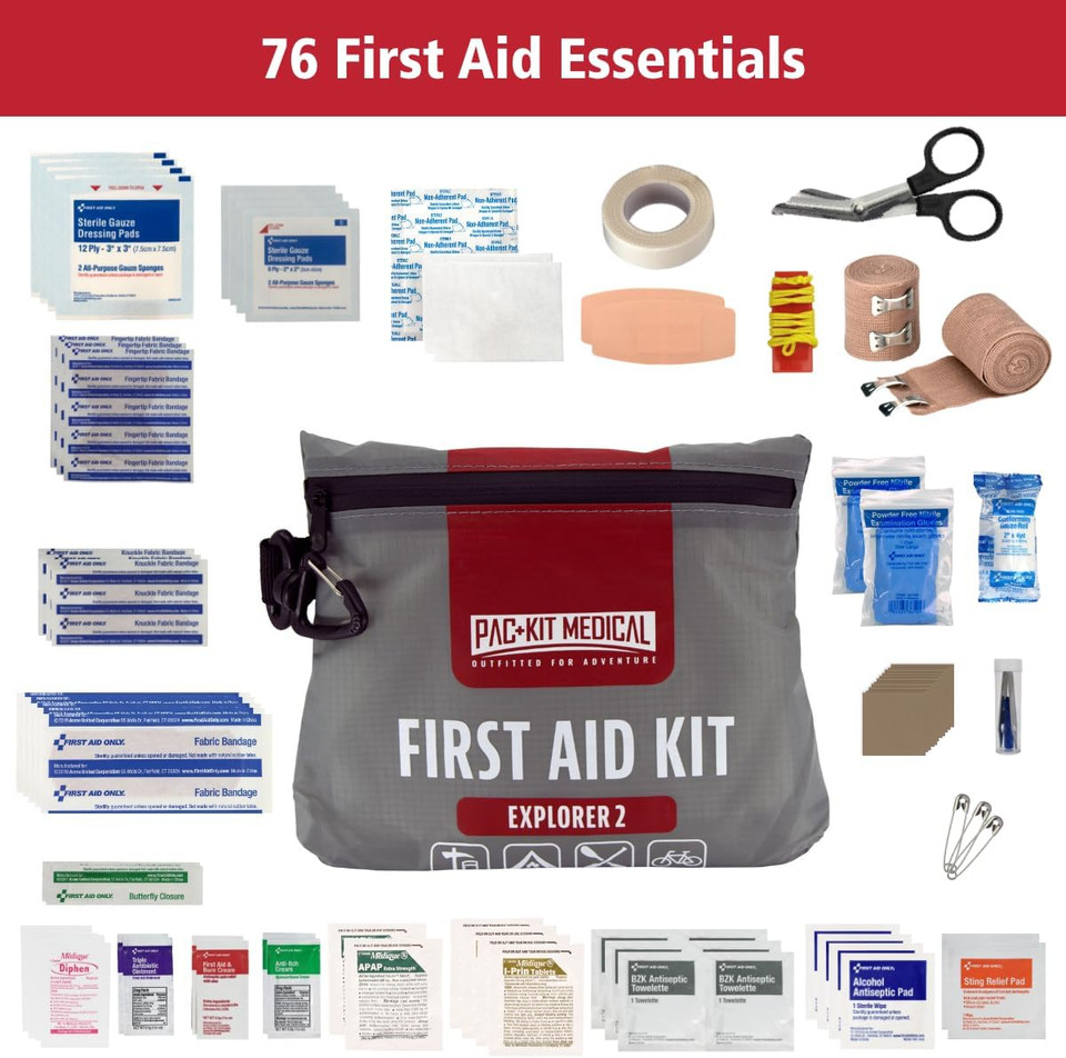 Pac-Kit Watertight Explorer 3 First Aid Kit For Hiking, Camping And Outdoor Activities, 103 Pieces