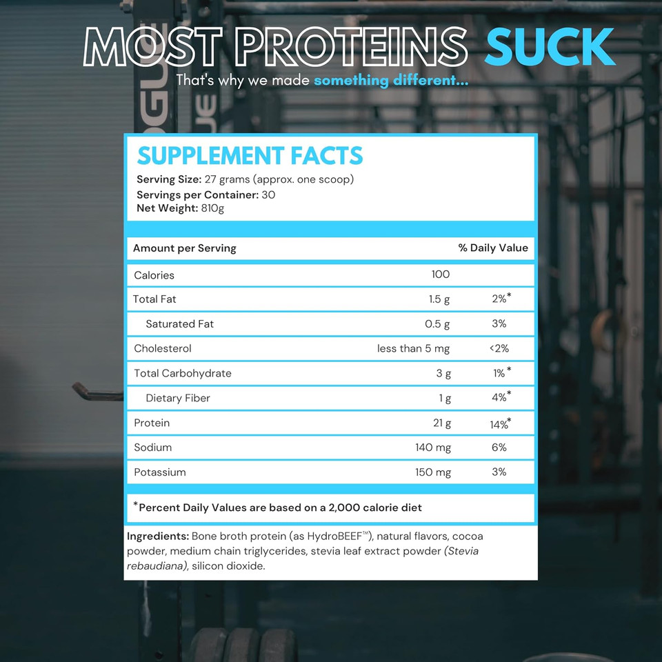 Paleo Post Beef Protein Powder - Collagen Peptides - Grass Fed Bone Broth Beef Protein - 21G Protein - Gut, Keto, And Paleo Friendly -30 Servings (Chocolate)