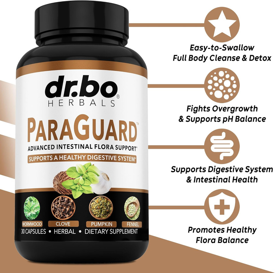 Paraguard Cleanse Detox Pills - Intestinal Guard Formula Supplement With Black Walnut Wormwood Clove & Oregano Pills - Adults Natural Herbal Intestine Body Gut Cleanser Adults Complete Kit 30 Capsules