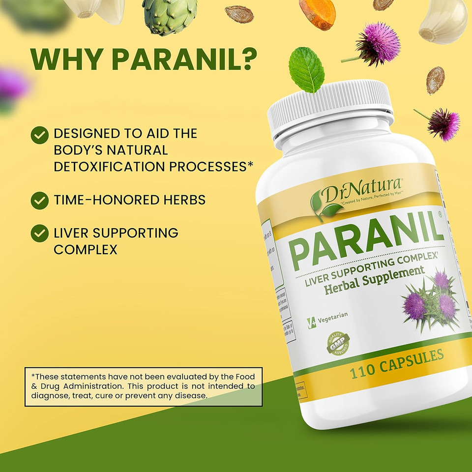 Paranil® Liver & Colon Cleanse - 17 Herbal Complex With Milk Thistle For Detoxification, 110 Vegetarian Capsules