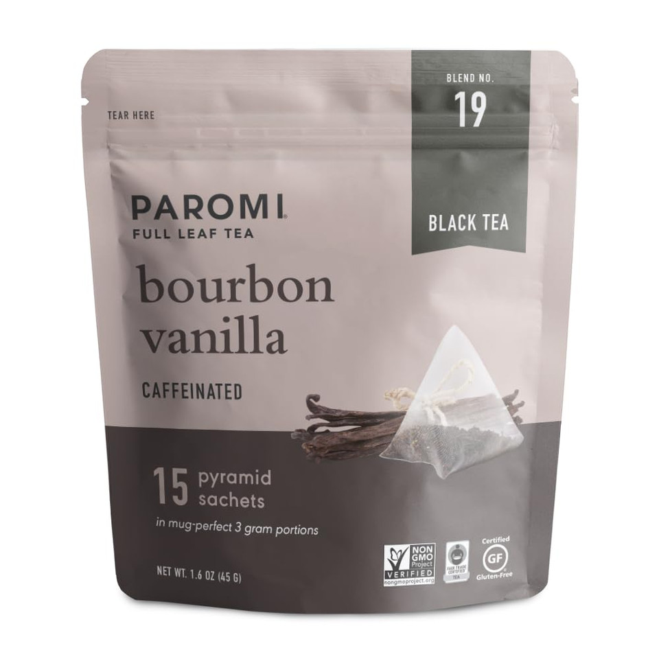 Paromi Bourbon Vanilla Black Tea, Resealable Pouch, 15 Count