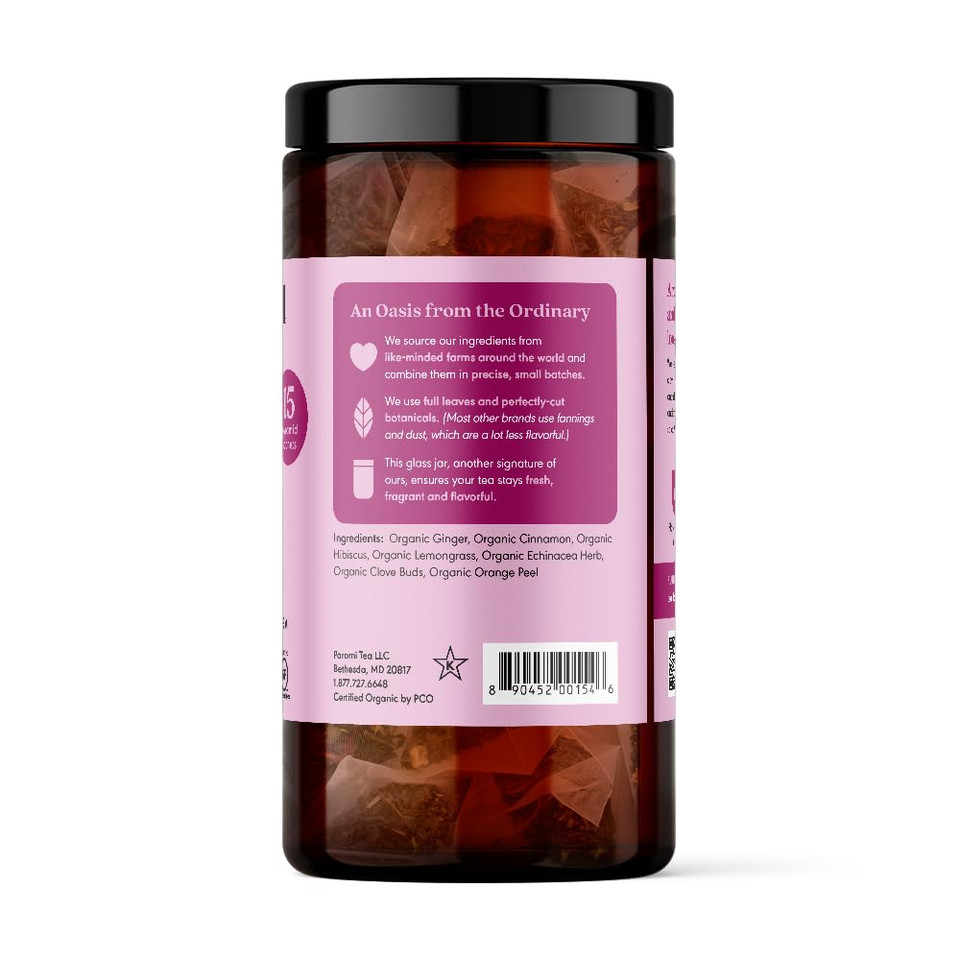 Paromi Bourbon Vanilla Organic Black Tea, Resealable Pouch, 50 Count