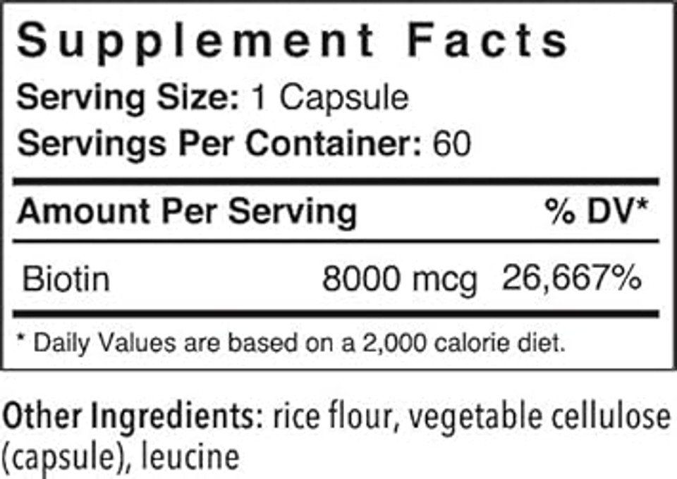 Patient One Biotin 8Mg | Supplement To Support Hair, Skin And Nail Health* | 60 Capsules