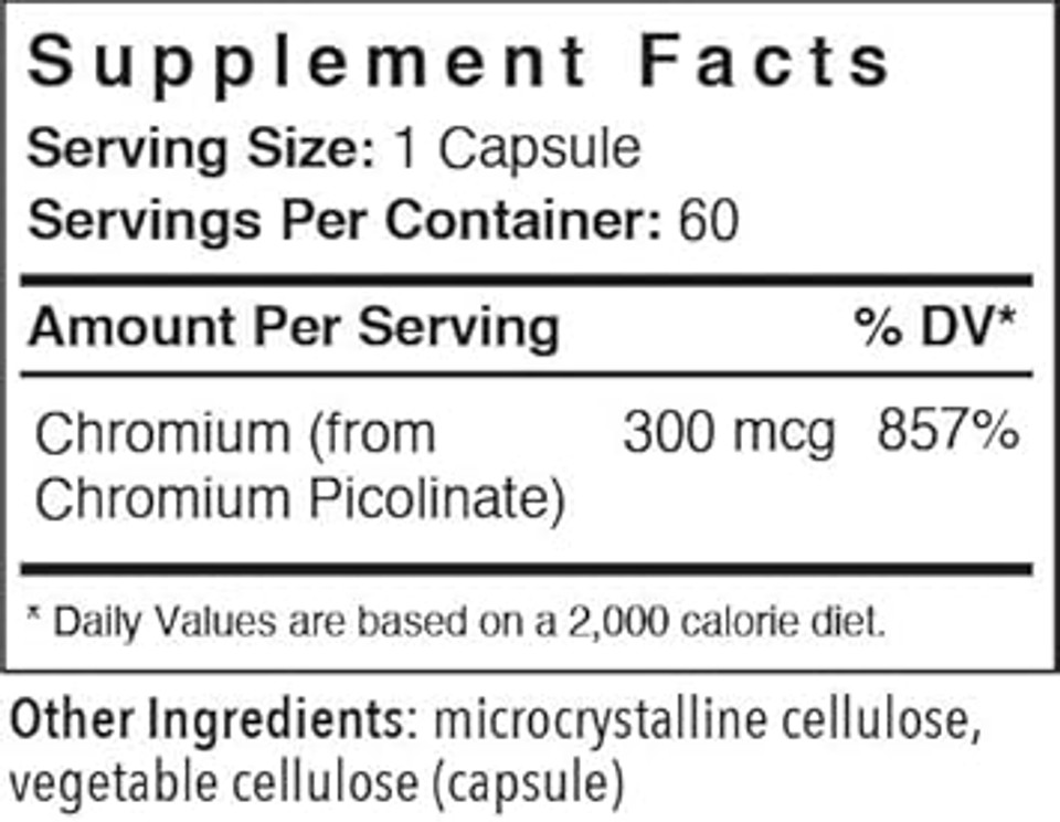 Patient One Chromium Picolinate 300 Mcg | Supplement To Support Heart And Metabolic Health* | 60 Capsules