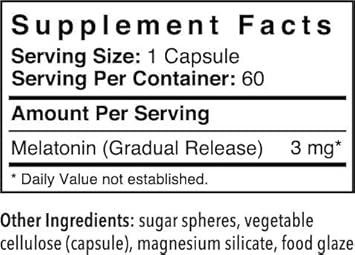 Patient One Melatonin 3 Mg Extended Release | Supplement To Support Restful Sleep And Relaxation* | Natural Sleep Aid | 60 Capsules