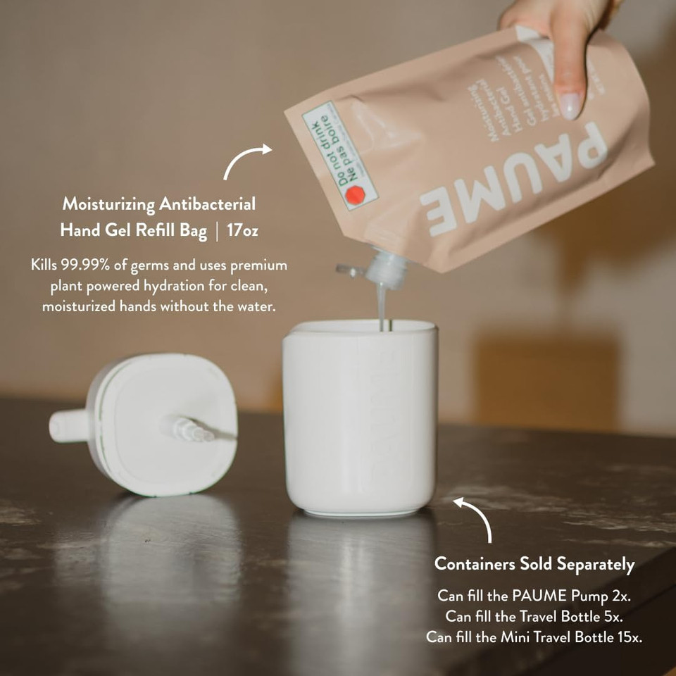 Paume Moisturizing Antibacterial Sanitizer Hand Gel, 17 Fl Oz, Silicone & Paraben Free, No Artificial Fragrances & Vegan, Long-Lasting Hydration