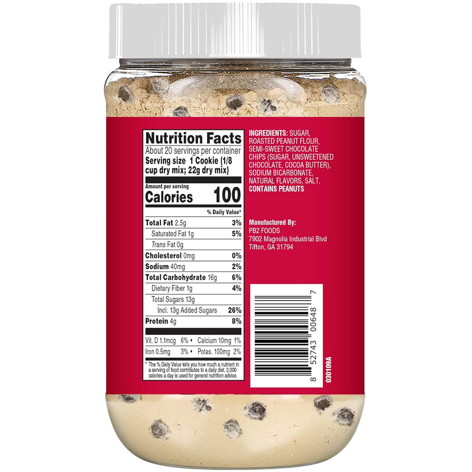 Pb2 Pantry Chocolate Chip Cookie And Brownie Mix, Gluten Free, Non-Gmo, 4G Protein Per Cookie, Vegan (2 Jars - 16 Oz Each)