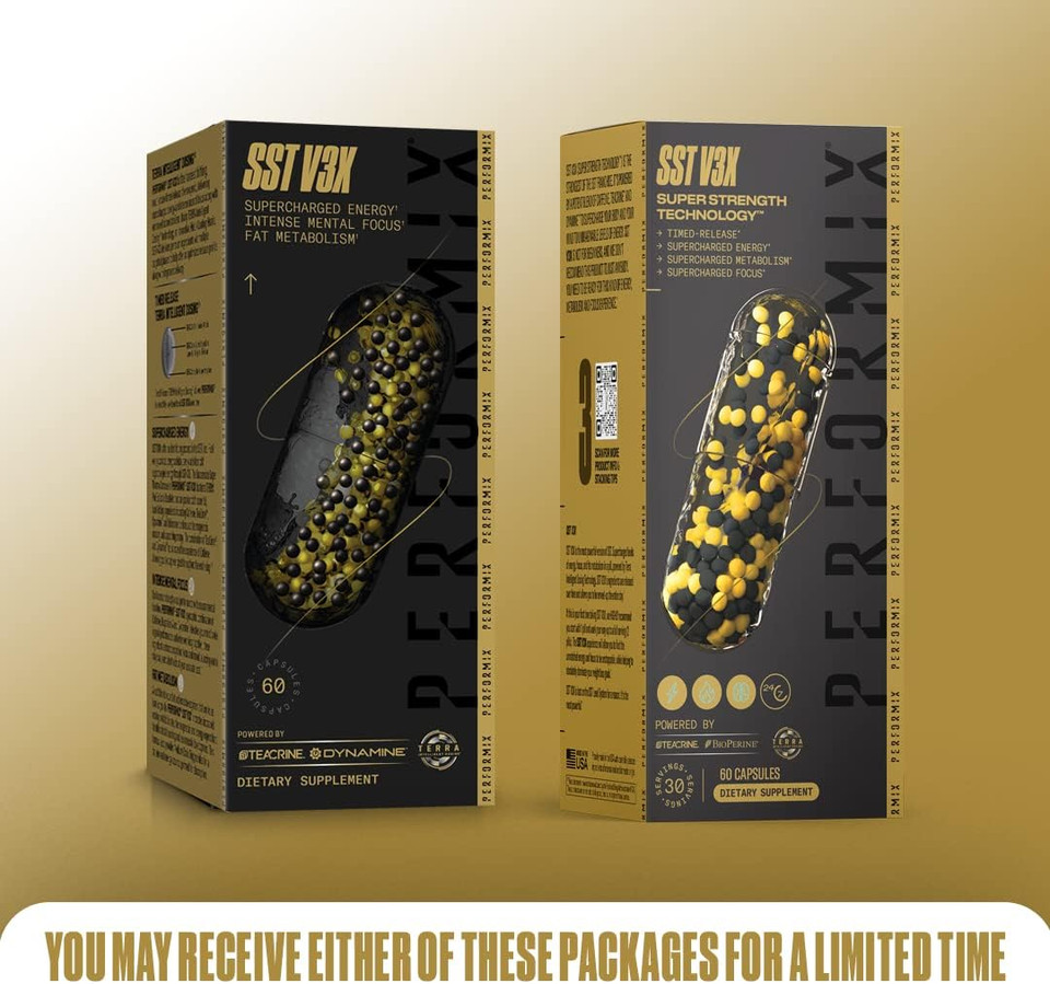 Performix - Sst V3X - Pre Workout - 350 Mg Caffeine - Energy Supplements - No Crash - Fitness Goals - Nootropic - Timed-Release For All Day Focus, Mood & Energy Boost - Men & Women - 60 Capsules