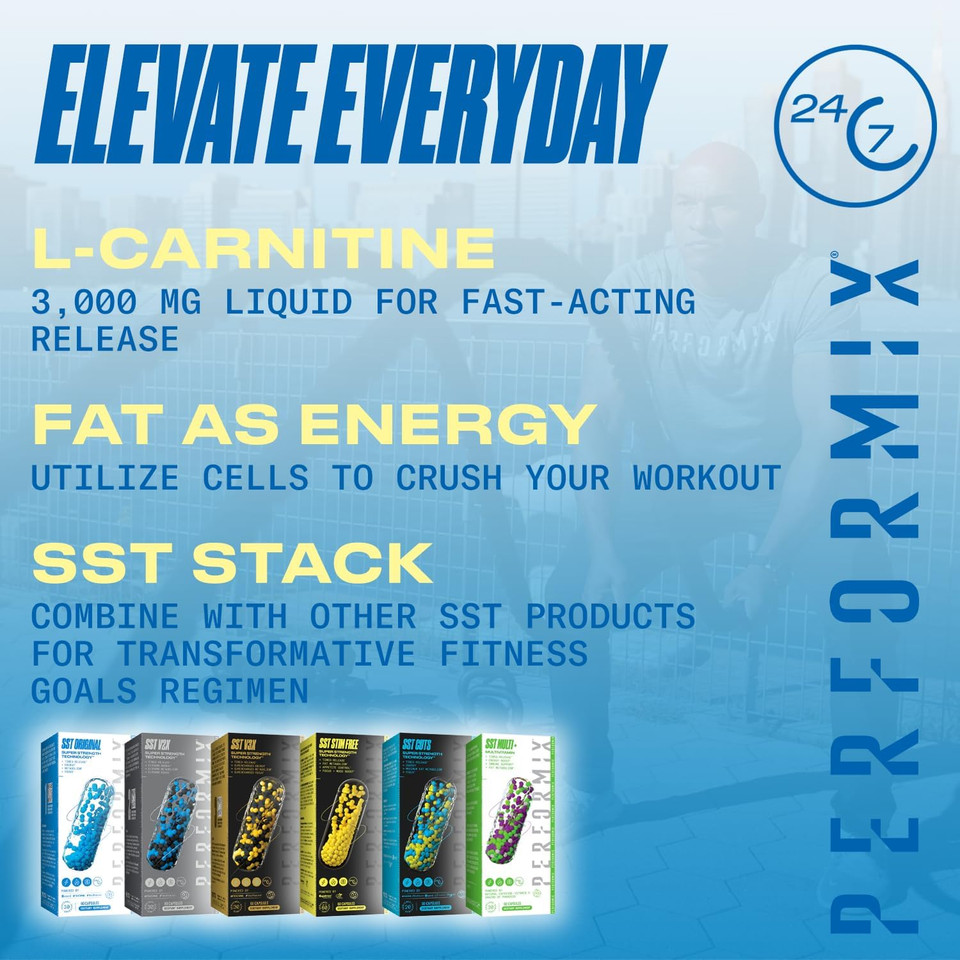 Performix Sst Boost Liquid L-Carnitine  Fast-Acting Energy, Improves Memory And Focus, Stimulant-Free Formula For Men & Women, Ice Berry Flavor, 31 Servings