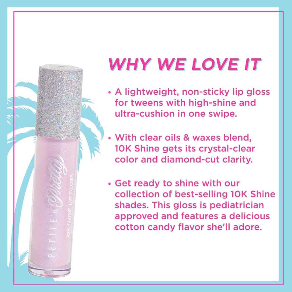 Petite 'N Pretty 10K Shine Lip Gloss For Girls (Glow Down) - Makeup For Kids, Tweens, Teens - High Shine, Soft, Hydrating, Lightweight, Made In The Usa