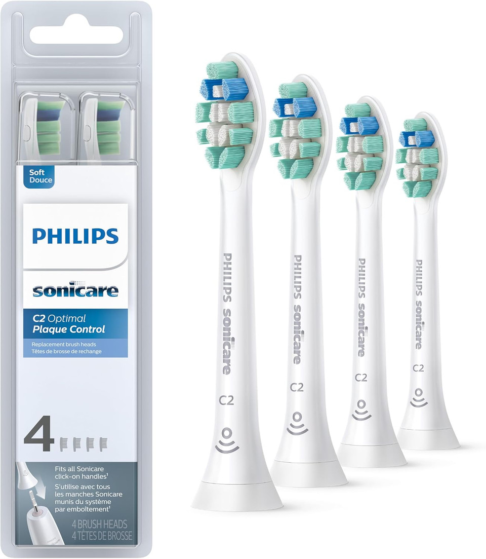 Philips Sonicare Optimal Plaque Control Replacement Toothbrush Heads, Hx9024/65, Brushsync Technology, White 4-Pk