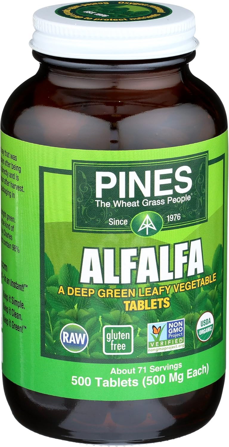 Pines Organic Alfalfa, 500 Count Tablets