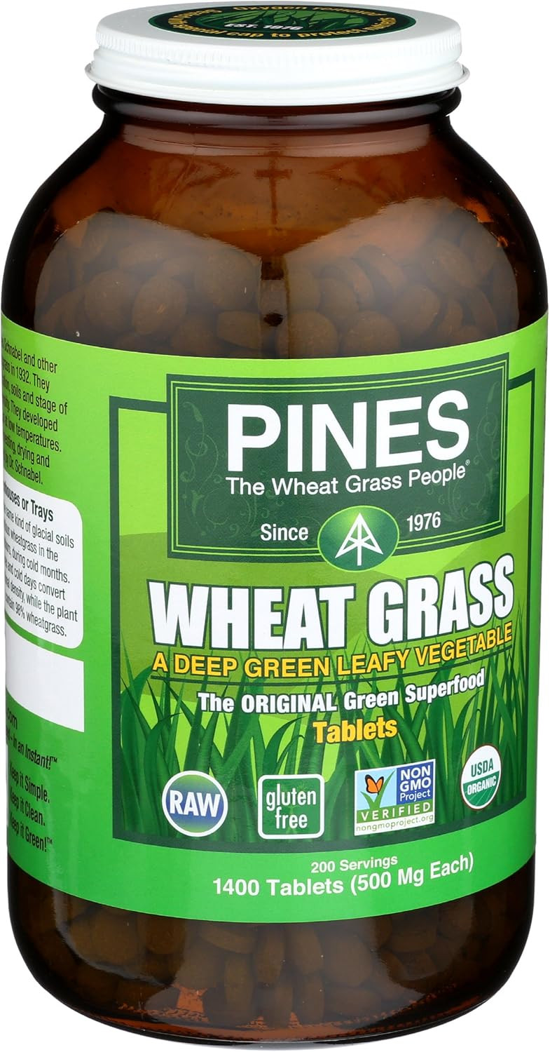 Pines Organic Wheat Grass, 1400 Count Tablets