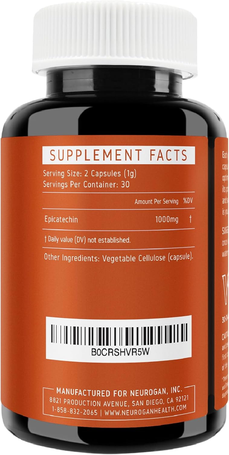 Potent Epicatechin Capsules 500Mg Each,1000Mg/Serving - Advanced Support For Nitric Oxide, Muscle Health & Endurance - For Athletes Seeking Performance Edge - 30,000 Total, 60Ct.Made In Usa