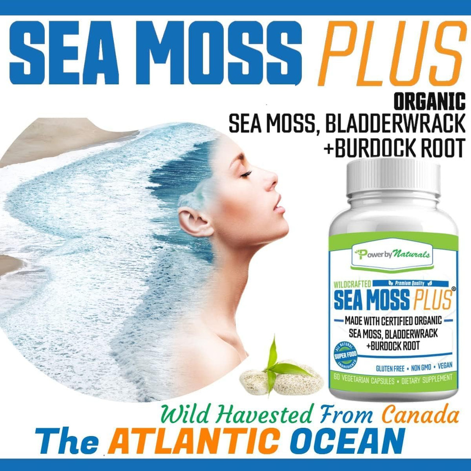 Power By Naturals Certified Organic Sea Moss Capsules Bundle (Seamoss Plus & Sea Moss Boost) - Wildcrafted, Non Gmo Sea Moss Raw Organic - 60 Gluten-Free Seamoss Pills