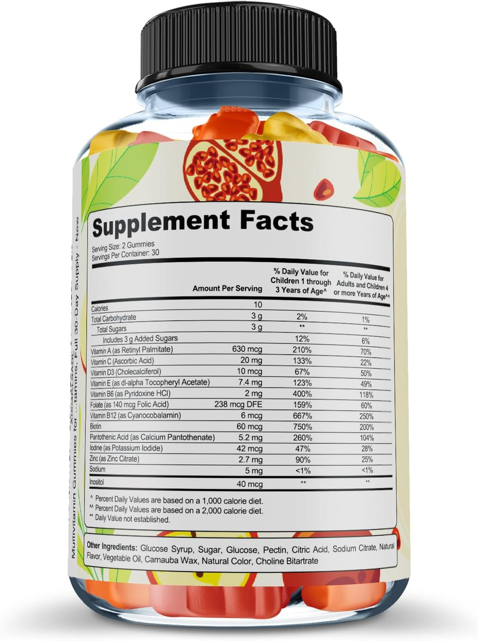 Premium Multivitamin Gummies For Toddlers & Kids - Chewable Essential Daily Vitamins A, C, D3, E, B6, B12, Biotin - No High-Fructose-Corn-Syrup Or Artificial Sweeteners - 60 Gummies, 30-Day Supply