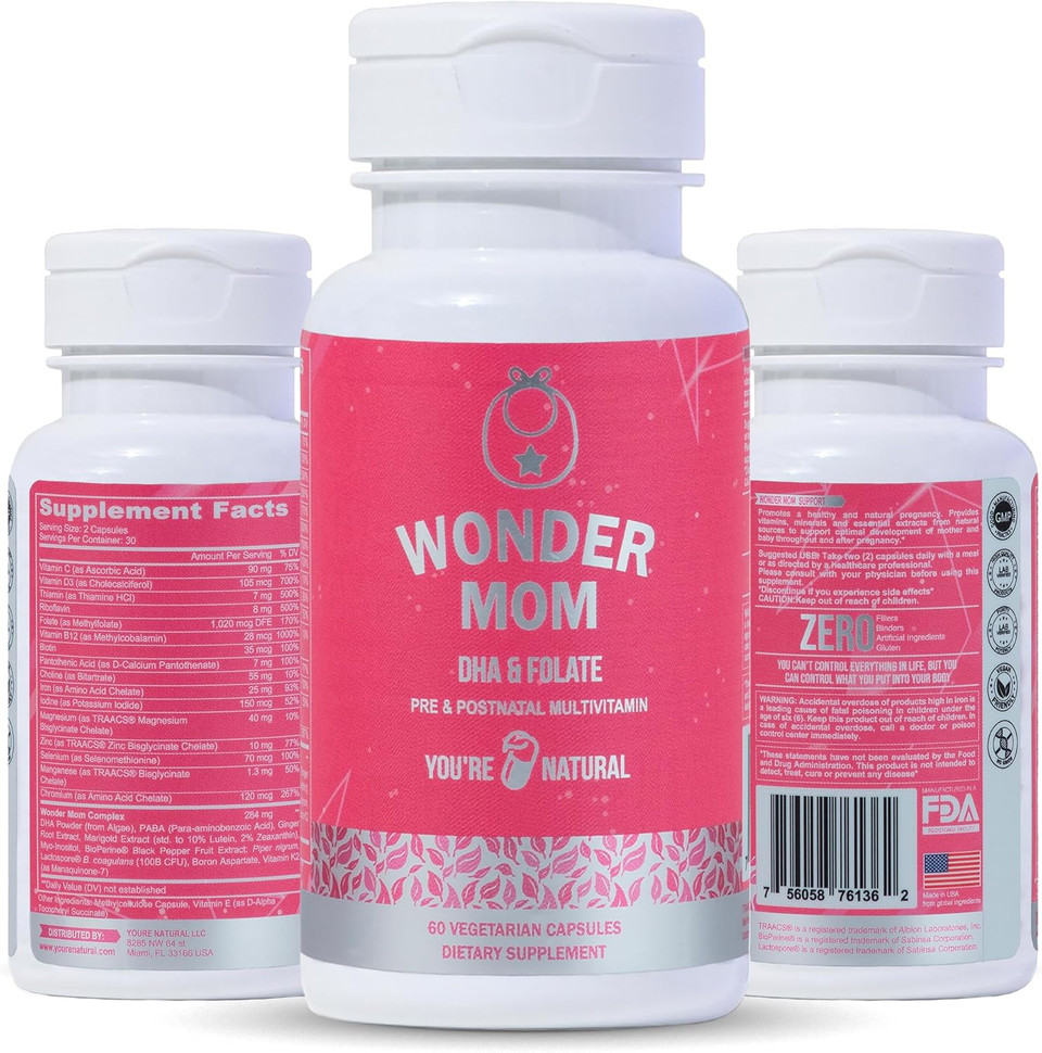 Premium Prenatal & Postnatal Vitamins: Folate, Dha, Choline, Iron, B12, Multivitamin & Probiotics, Supports Fetal Brain Development, Pregnancy & Postpartum Health, Vegan, Non-Gmo, Gluten-Free, 30 Days