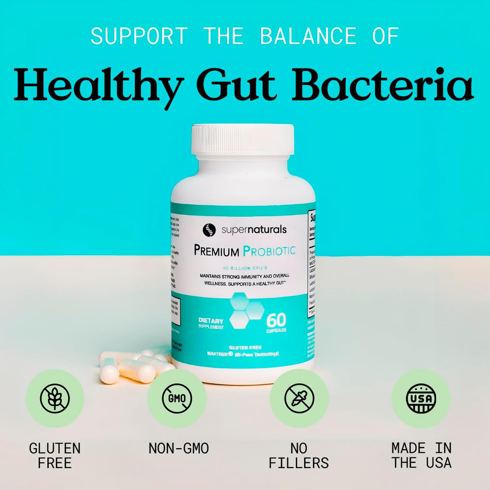 Premium Probiotics, 40 Billion Cfu Probiotics For Digestive Health, Made With Maktrek Bipass Technology, Women & Mens Probiotics For Gut Health, 60 Probiotic Capsules