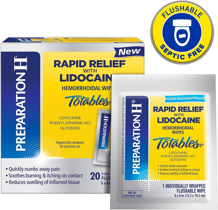 Preparation H Rapid Relief With Lidocaine Hemorrhoid Symptom Treatment Flushable Wipes