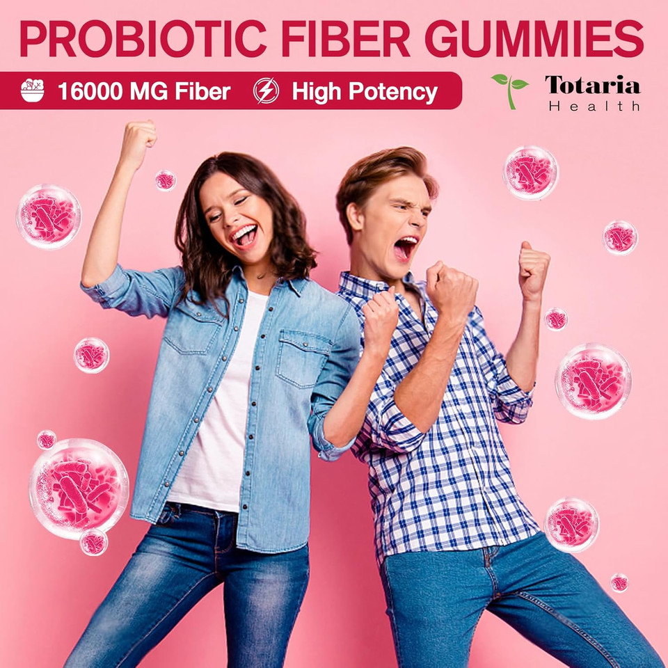 Probiotic Fiber Gummies, Pineapple Flavor, 60 Gummies Per Bottle, 2 Bottles