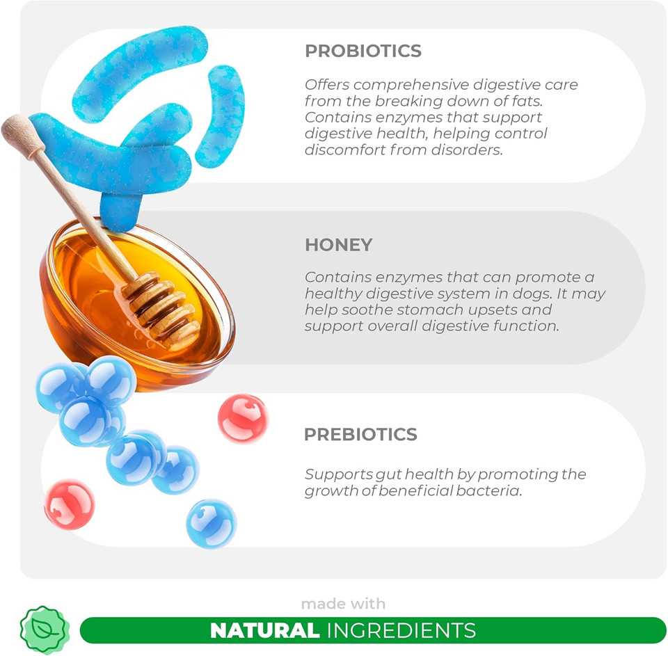 Probiotics For Dogs - 120 Chewable Tablets - Diarrhea & Gas Support - With Honey Pumpkin And Prebiotics For Dog Allergies, Bad Breath & Constipation Support