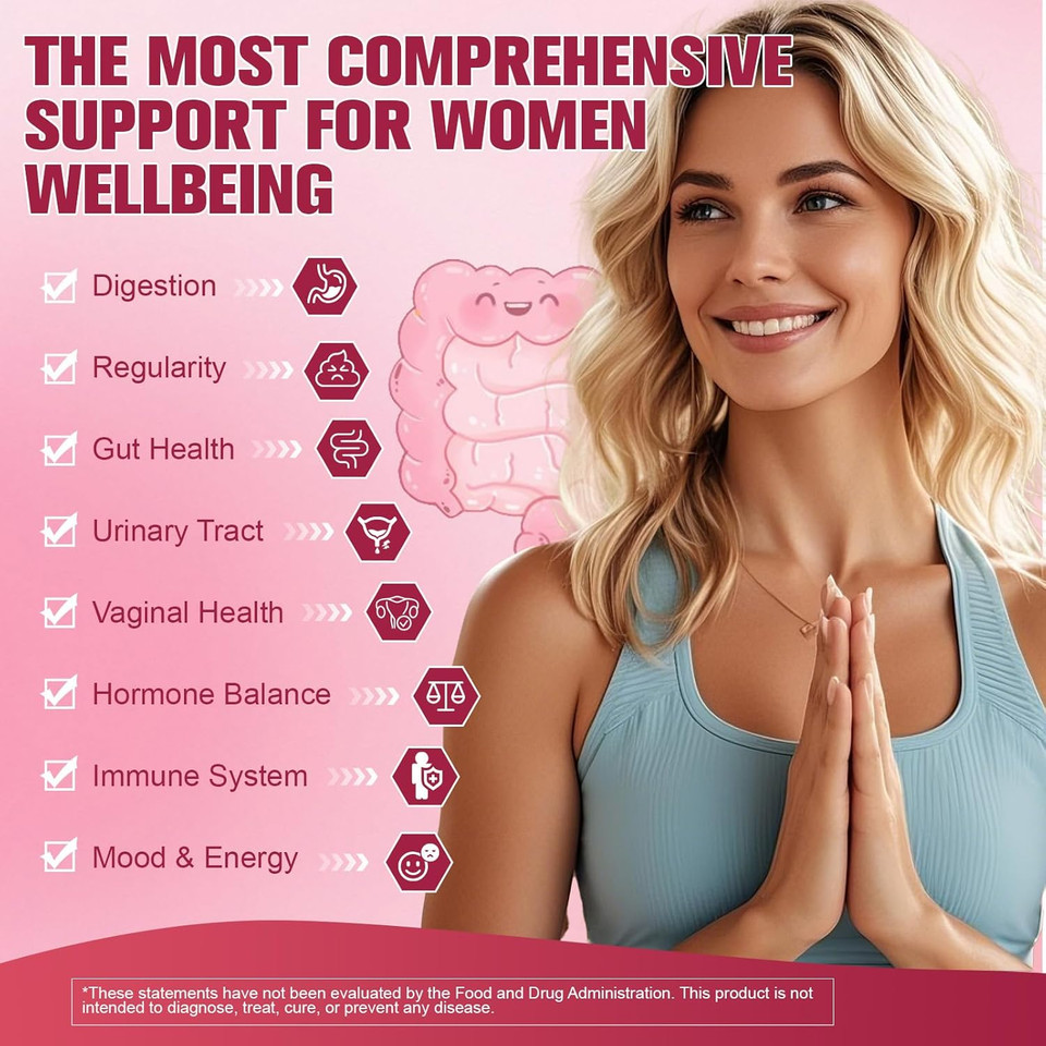 Probiotics For Women, 120 Billion Women Probiotic, Digestive Enzymes & Prebiotics, With Akkermansia, Cranberry, D-Mannose, For Gut, Vaginal, Urinary, Immune, Ph Balance, 120 Vegan Capules