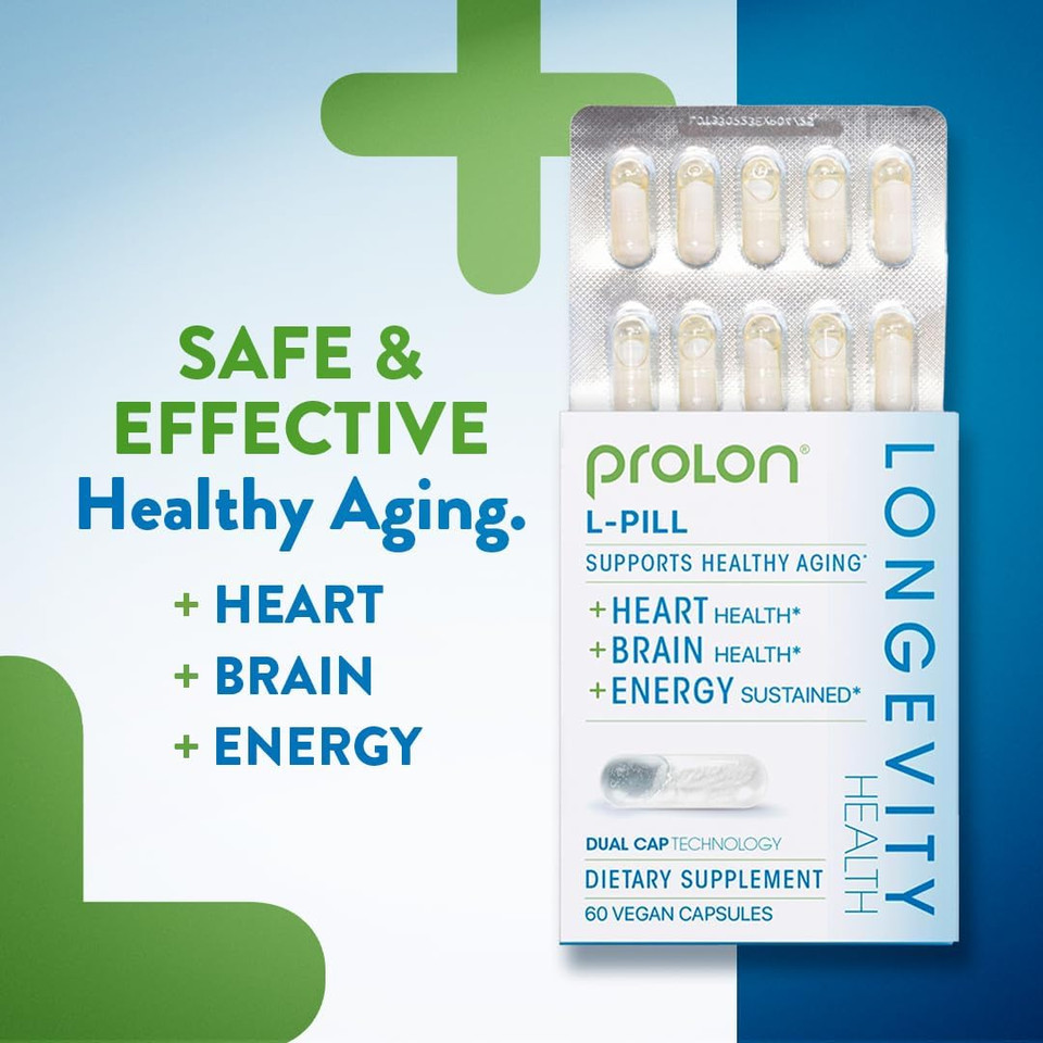Prolon L-Pill Healthy Aging Daily Supplement, Anti Aging Support With Algal Oil Omega 3, Dha, & Green Tea Extract, 100% Vegan Supplement For Wellness, Energy, & Immune Support, 60 Capsules