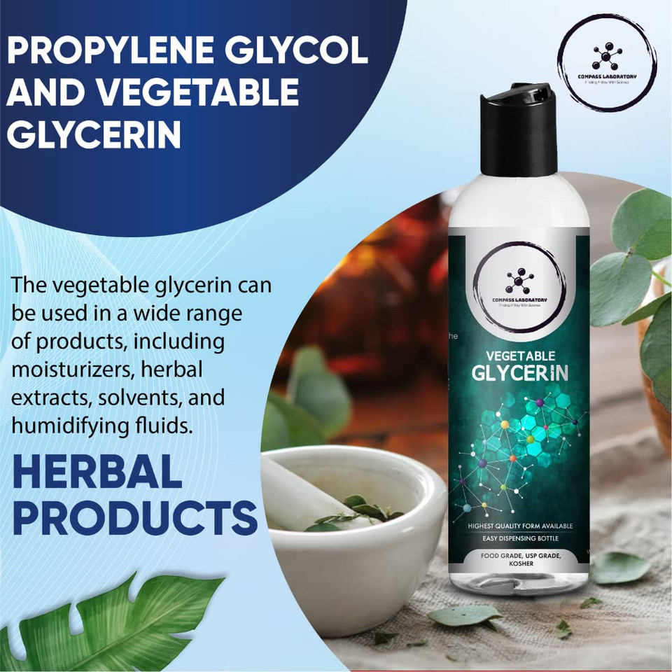 Propylene Glycol & Vegetable Glycerin - 500Ml Each | Usp-Grade, High-Purity Mixing Solutions
