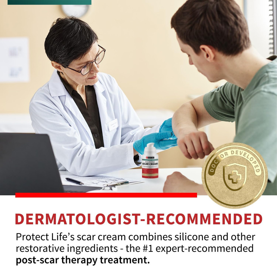 Protect Life Silicone Scar Cream For Surgical Scars, Injury & Keloid Scar Treatment, Moisturizing Scar Removal Cream, Rejuvenating Silicone Scar Gel