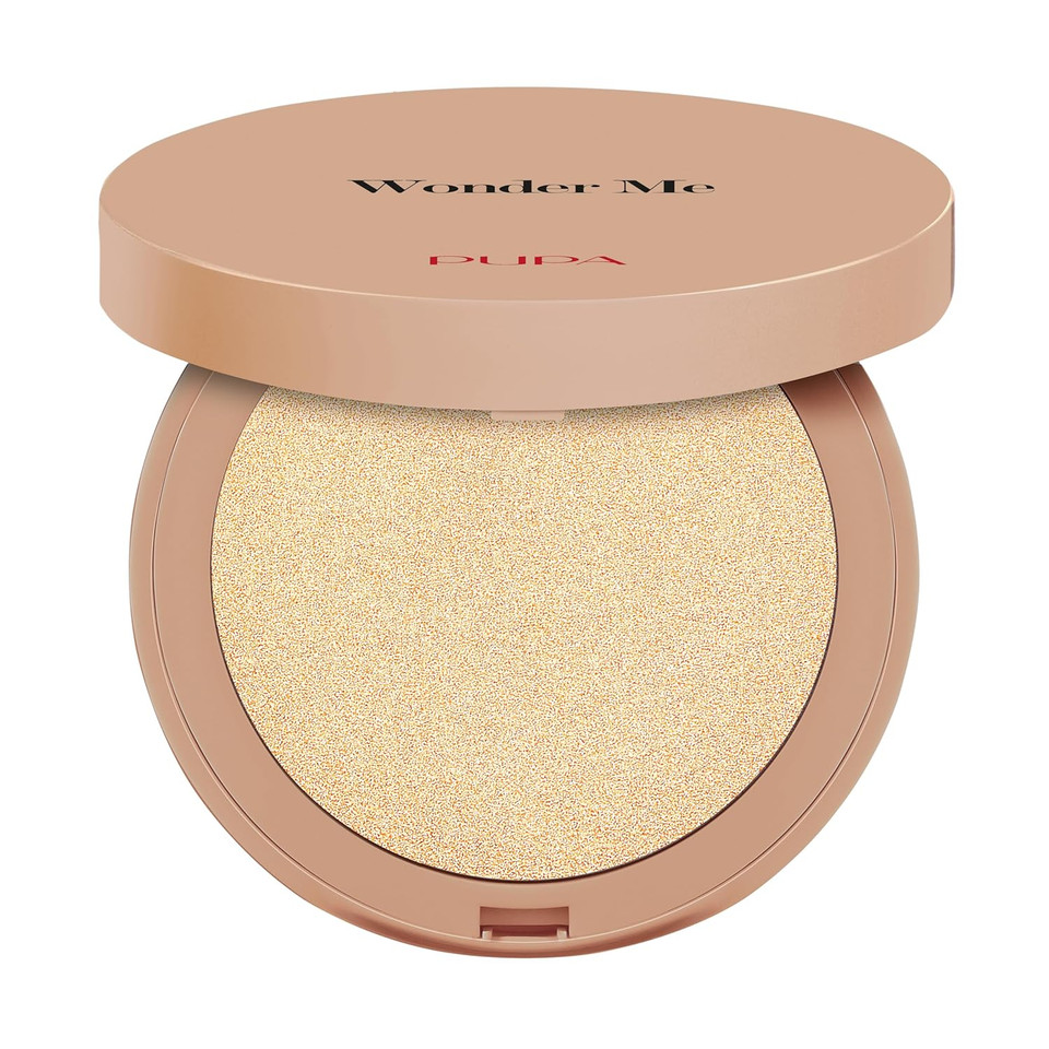Pupa Milano Wonder Me Glow - Lightweight Makeup Powder - Face Highlighter With Ultra-Fine Pearls - Talc-Free - 102 Pure Gold - 0.264 Oz