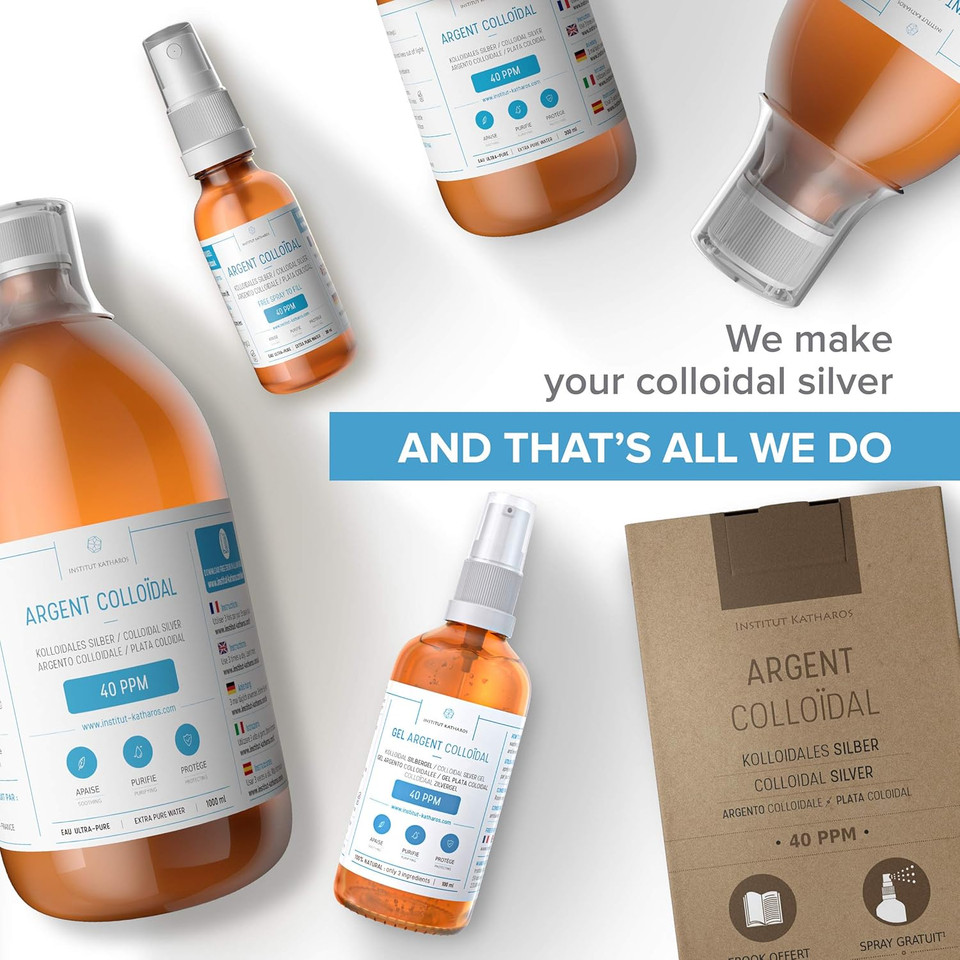 Pure Colloidal Silver Gel 40 Ppm  100% Natural And Only 3 Ingredients  Optimal Texture And Absorption (Better Than Creams)  Amber Glass And Ultra-Practical Pump  Ebook Included  Institut Katharos