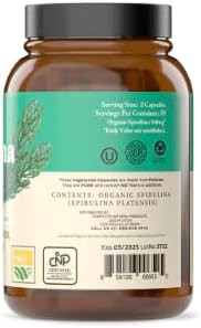 Pure Hawaiian Blue Green Spirulina Powder Capsules - 470Mg Capsules 100 Pills, Non Gmo, Natural