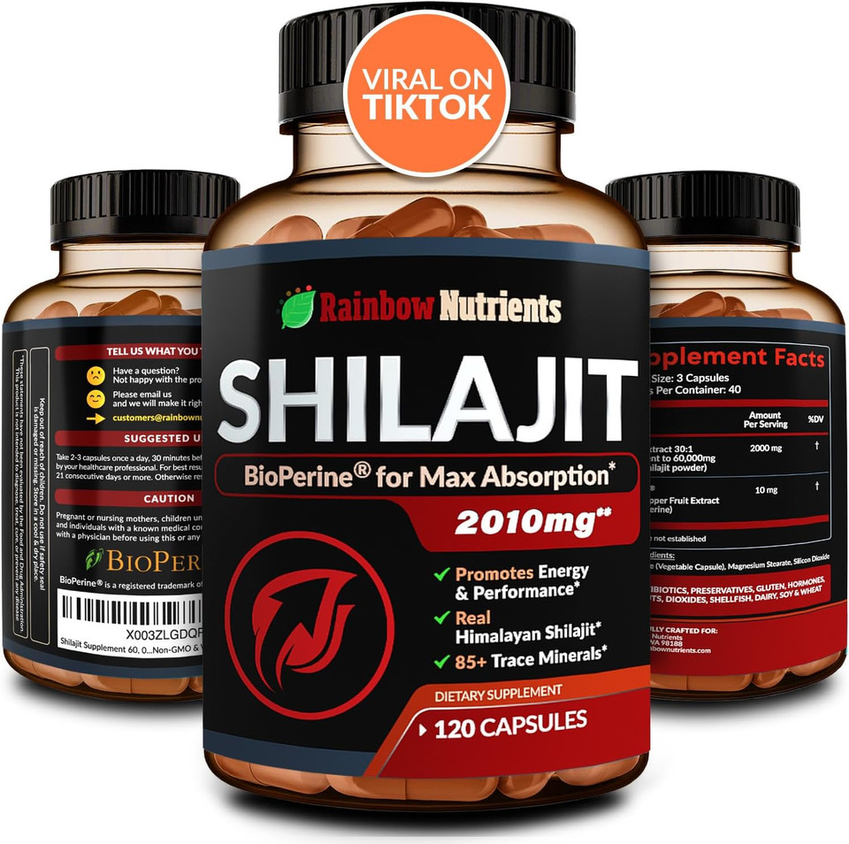 Pure Himalayan Shilajit Capsules Supplement (60,000Mg+ Absorption Enhancer+50% Fulvic Acid) Natural 30:1 Shilajit With 85+ Trace Minerals For Energy, Performance, Immune Support| Non Gmo| 120 Pills