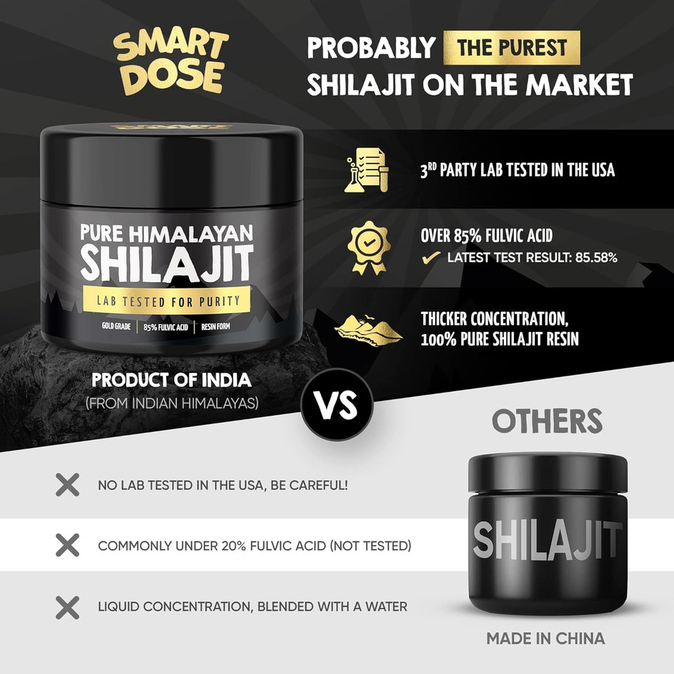 Pure Himalayan Shilajit Resin - Over 85% Fulvic Acid & Large Jar W/ 125 Servings - Probably The Purest Shilajit On The Market - Us Lab Tested For Authentic Himalayan (Large Jar, Himalayan Shilajit)