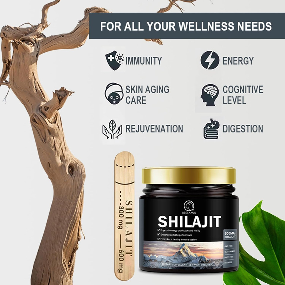 Pure Himalayan Shilajit Resin 600Mg, 100% Pure Shilajit 60 Grams, High Potency Shilajit For Immune Support, Energy, Natural Shilajit Supplement With 85+ Trace Minerals & Fulvic Acids Resi