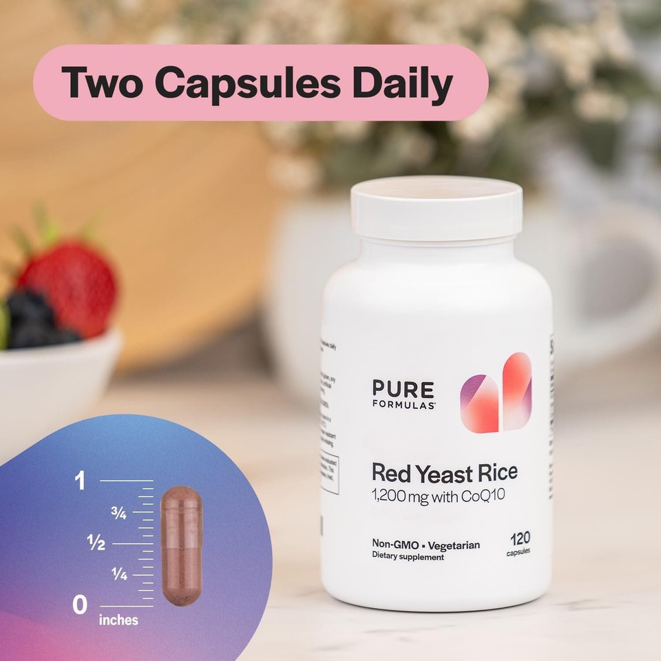 Pureformulas Extra Strength Red Yeast Rice 1200Mg With Coq10 100Mg, Citrinin-Free, Non-Gmo, Gluten-Free, 120 Capsules (2 Months Supply)