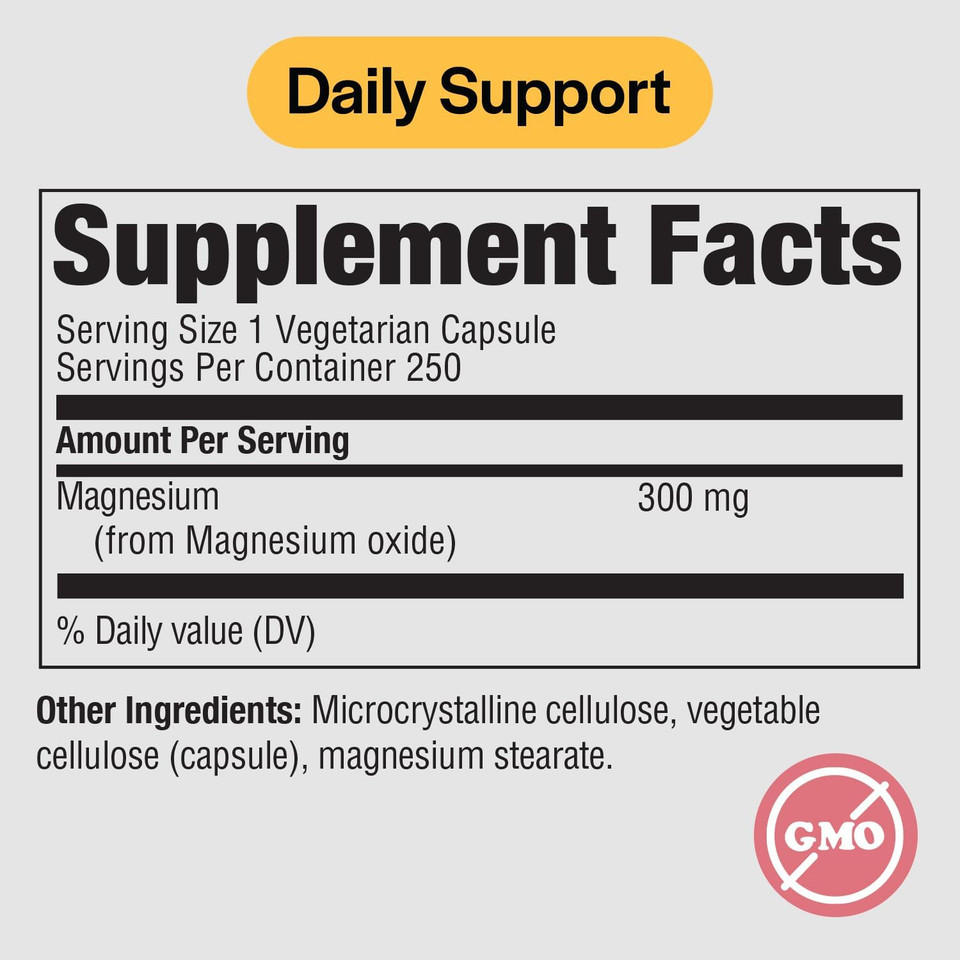 Pureformulas Magnesium Oxide 300 Mg  Healthy Heart, Muscle Relaxation, Immune Support, Non-Gmo Vegetarian Capsules  250 Count