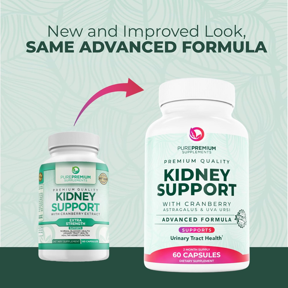 Purepremium Supplements Kidney Support Supplement For Men & Women - With Cranberry Extract For Urinary Tract, Normal Bladder Function & Supports Kidney'S Health - 4 Months Supply - 120 Capsules
